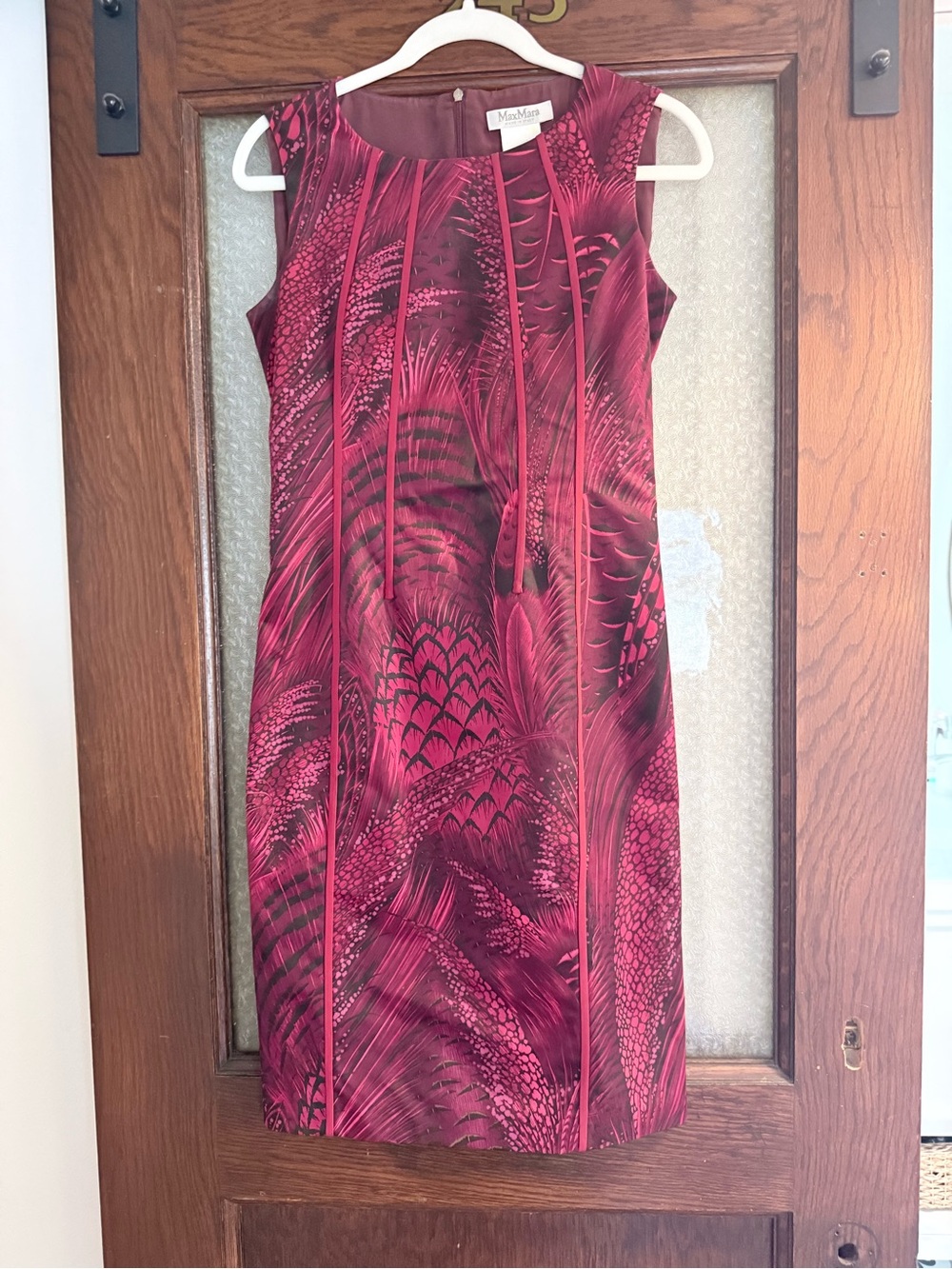 MaxMara Fuchsia Patterned Sleeveless Midi Dress, US 6